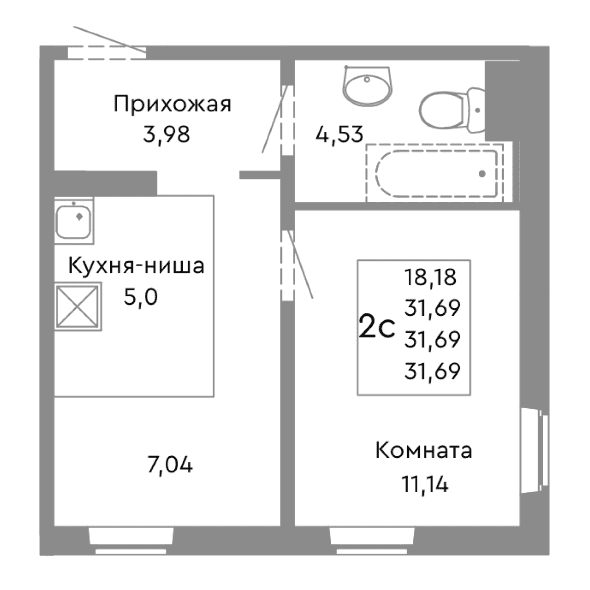Планировка двухкомнатной квартиры